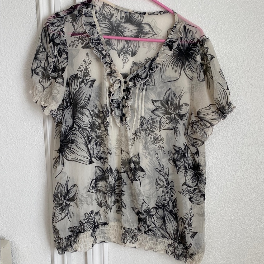 Floral Print Sheer Women's Top